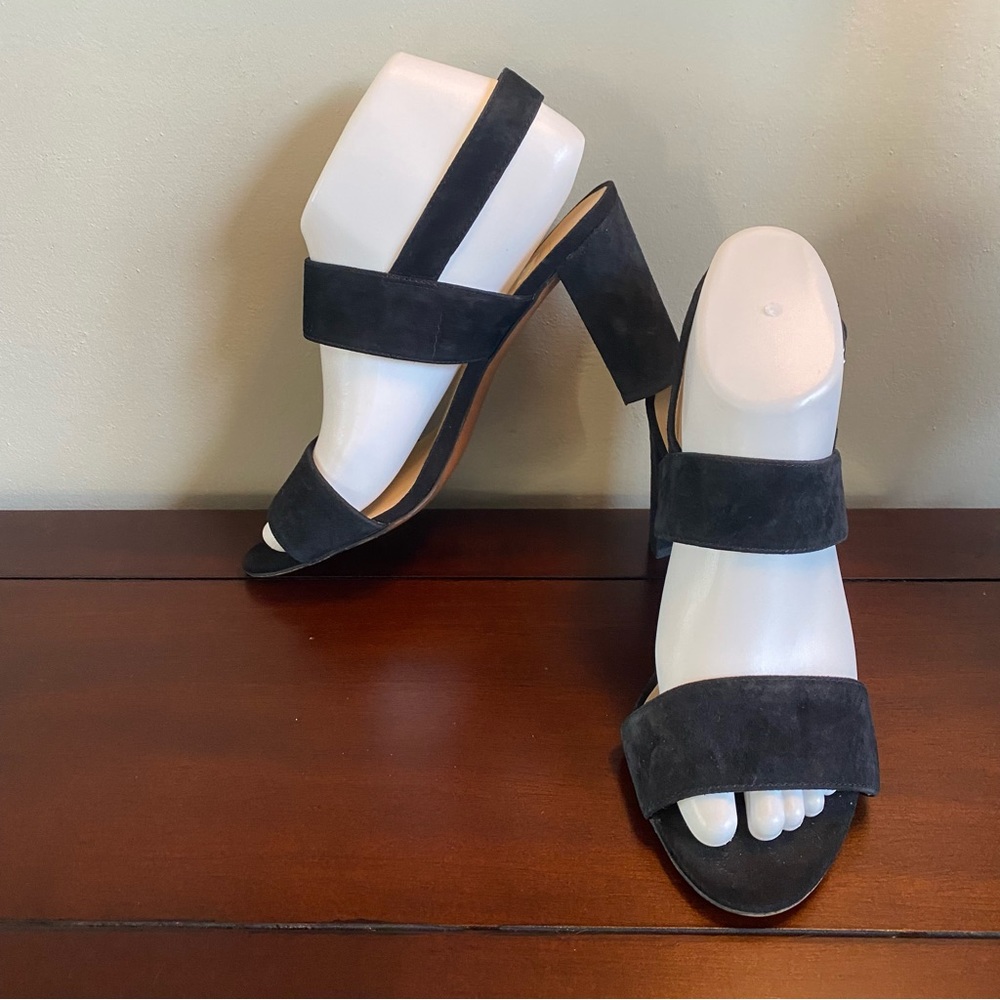 Franco Sarto Black Suede Block Heels